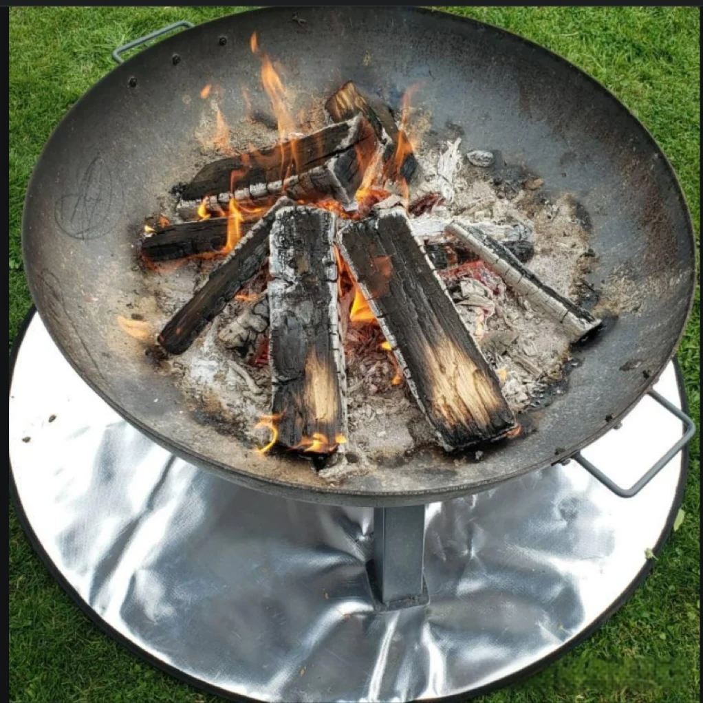 3-Layer Barbecue Fireproof Aluminum Fire Pit Mat 24/36/48 Inch Silicone Coated Glass Fiber Deck Grass Protection Fire Blanket