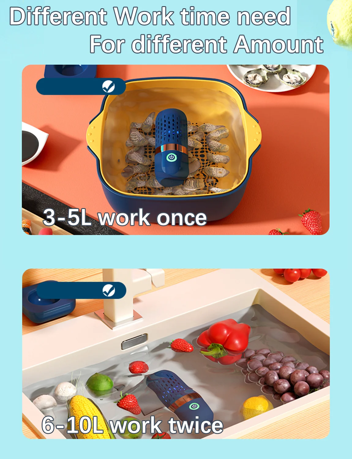 Small Home Use Ozone Wireless Washing Machine Capsule Shape Food and Fruit/Vegetables Purifier