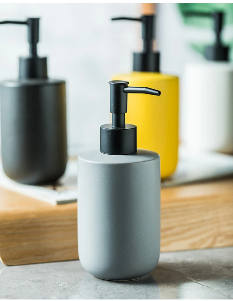 Seifenspender Hotel Bathroom Accessories Set Refill Manual Pump Ceramic Lotion Shampoo Shower Liquid Soap Dispenser Bottle