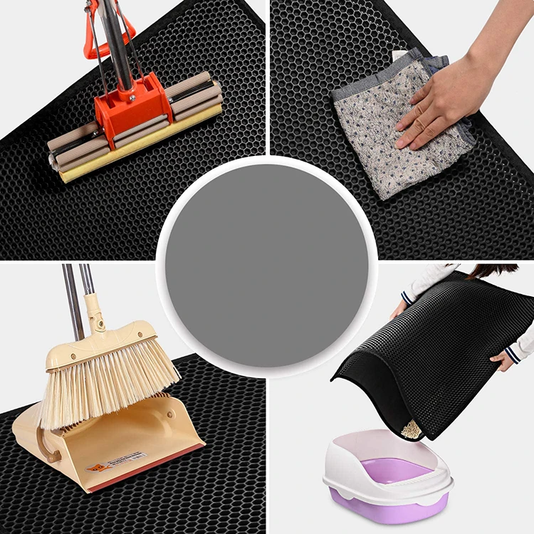 Honeycomb Double Layer Urine Water Proof Scatter Control Less Waste Easier Clean Washable Cat Litter Mat Cat Litter Trapping Mat
