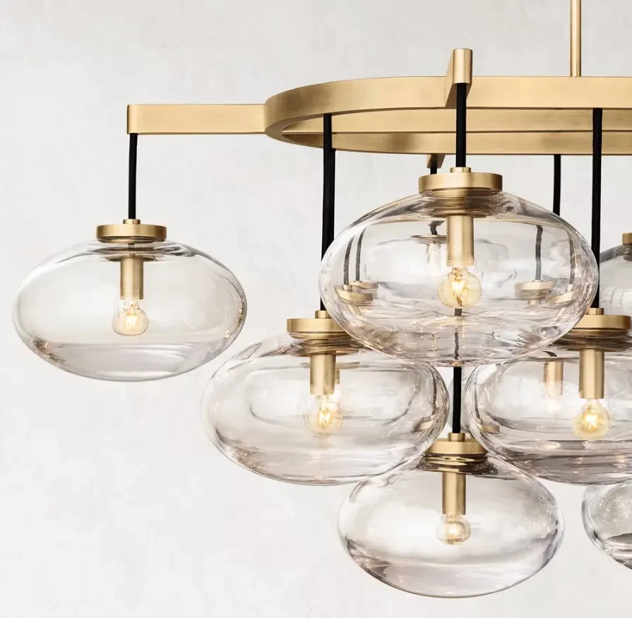 Customizable American Industrial Style Glass Pendant Light For Hotel Stairwell Living Light Big Ball Black Chandelier