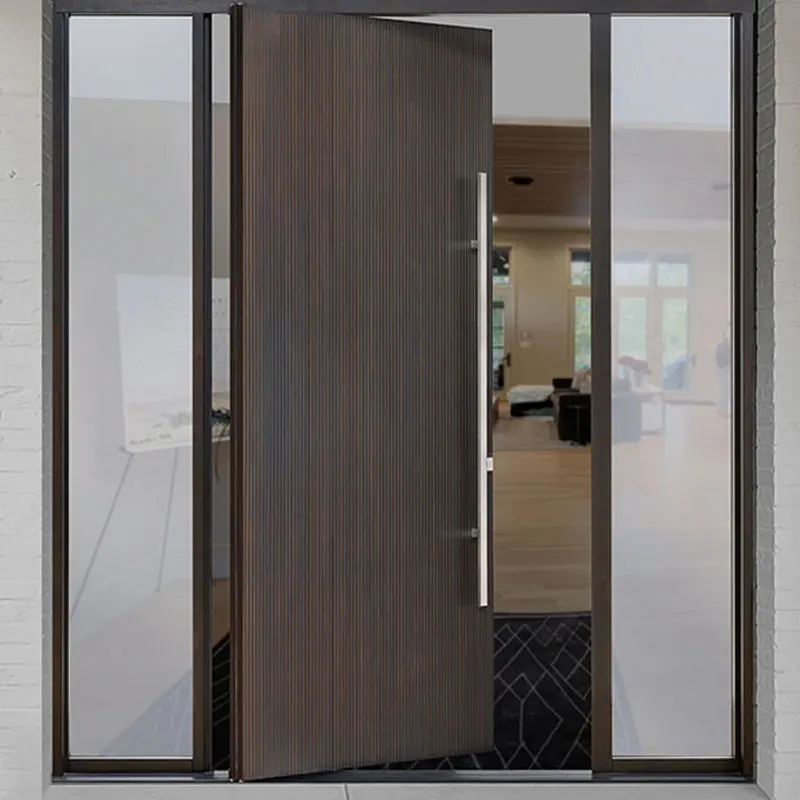 High quality wood design door second level glass German hardware home luxury pivot door