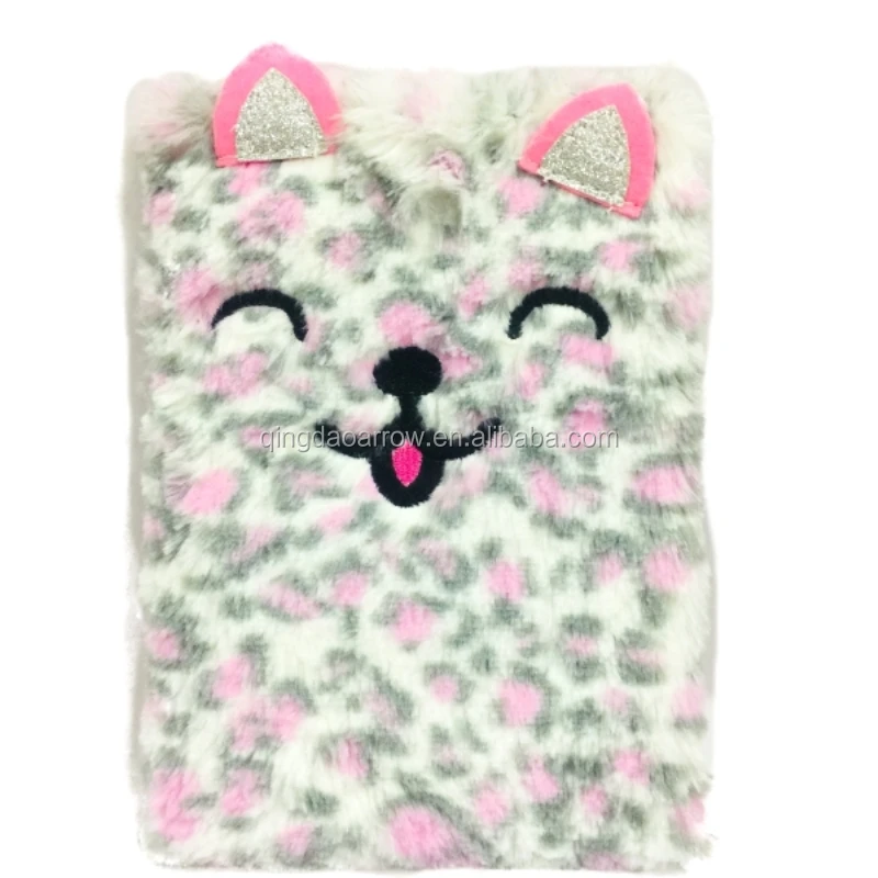 OEM kids stationary Plush Cover Cart  A4/A5/A6 cartoon fluffy Fur plush Cover Notebook For children School Stationery