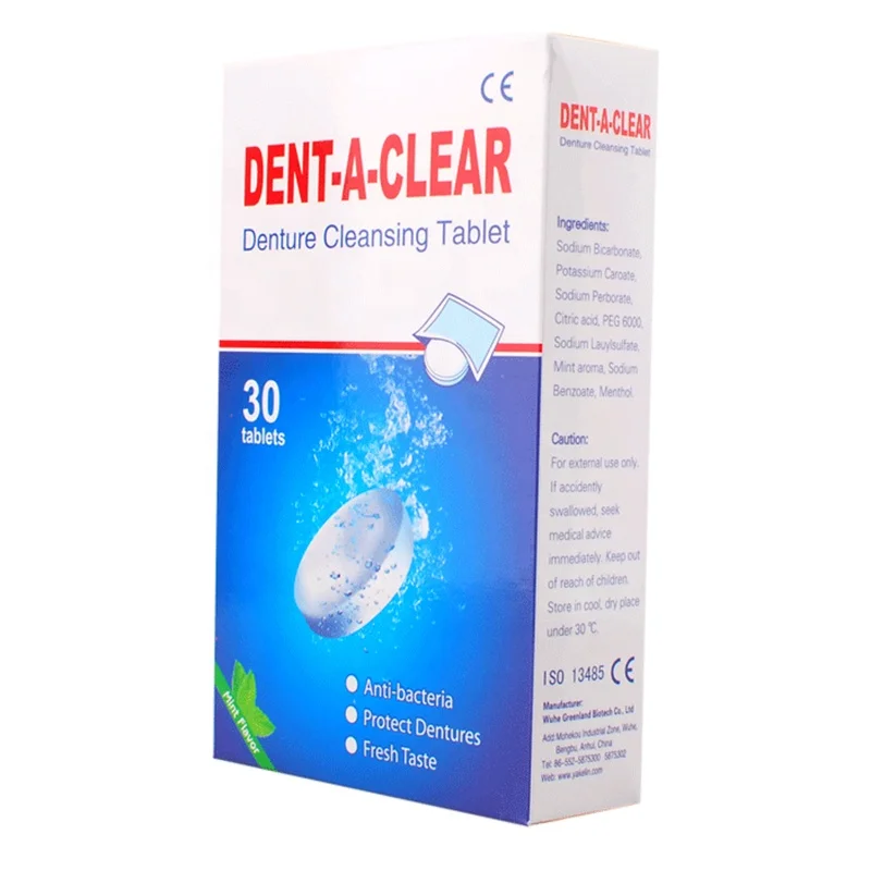 Anti-bacterial denture cleaning tablet for sweeping away denture vestigital