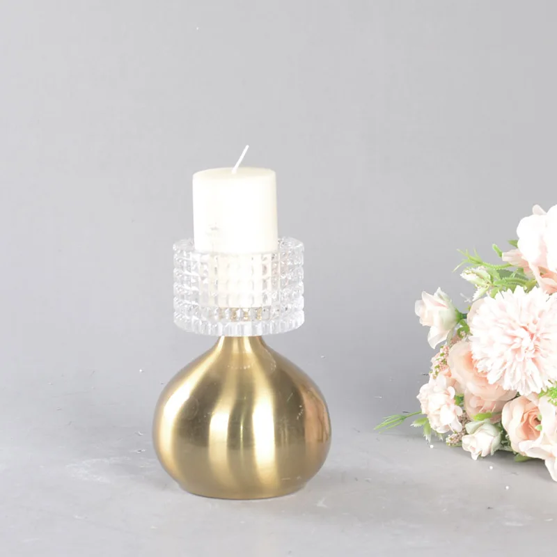 Glass Candle Holder Metal Candlestick Holder For Weddings Table Centerpieces Decoration