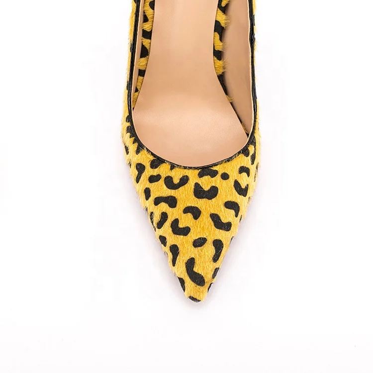 New colors yellow leopard print girls office pumps shoes 4.7 inches shoes women high heels