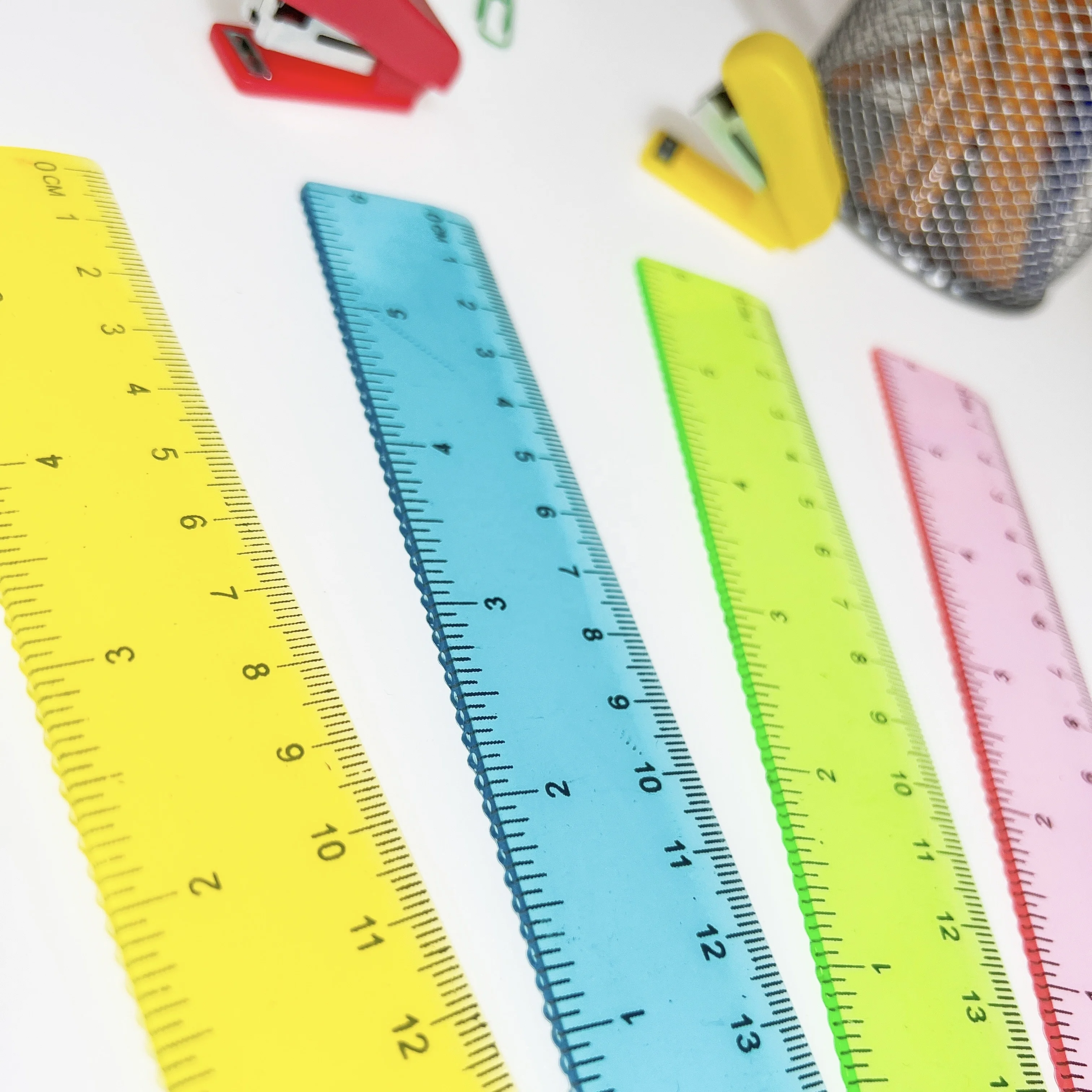 15cm Single Wave plastic quilt rulers advertising plastic transparent and colorful student custom logo drawing Straight ruler