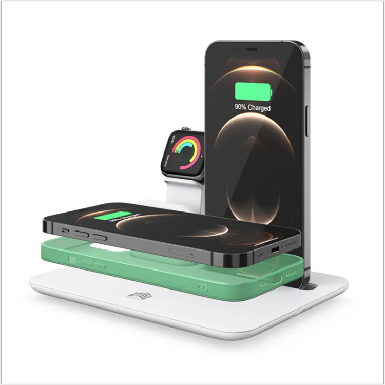 15 Вт QC3.0 4 в 1 Беспроводная подставка для зарядного устройства iPhone 12 11 XR X 8 Watch Magsaf зарядная док-станция Airpods Pro