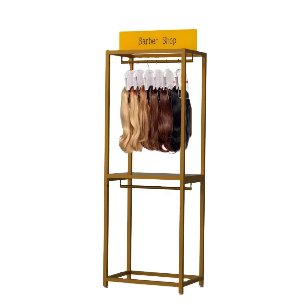 Custom Design Counter Top Extension Stand Hair Product Shop Lockable Metal Wire Wig Hair Extension Display Rack Stand