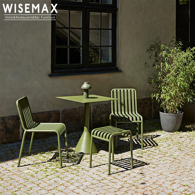 WISEMAX FURNITURE New design Modern outdoor garden patio leisure metal leg dining table and chairs set for restaurant