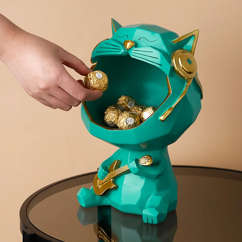 Home Decors Ornaments Handmade Craft Gift Tabletop Storage Box Cat Sculpture Arts Decoration Figurines