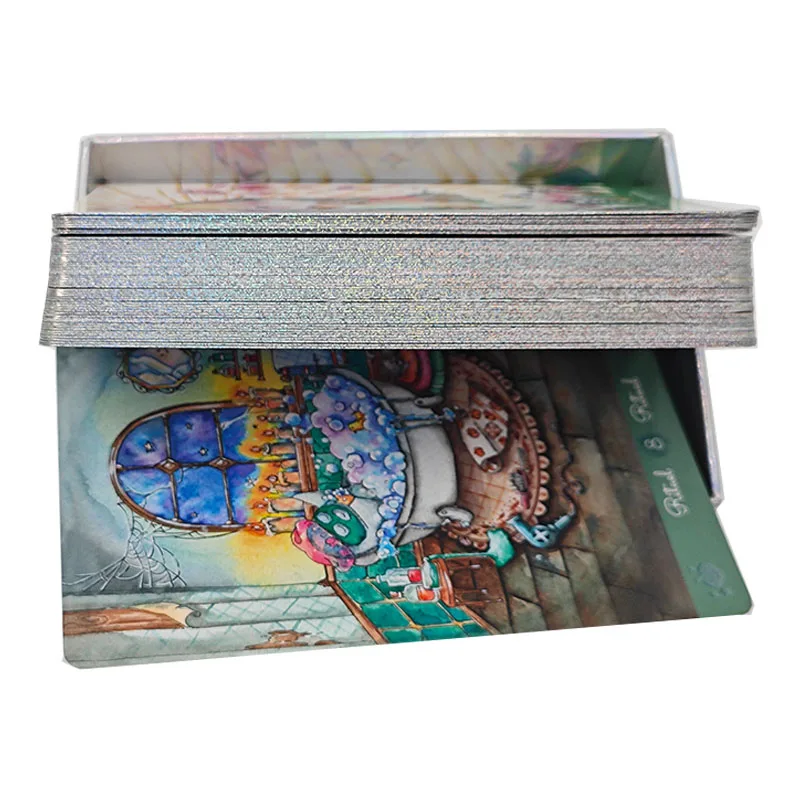 Wholesale Custom Buy Silver Shine Foil Tarot Playing Cards Own Printing Design Paper Material Logo Customization Packaged in Box