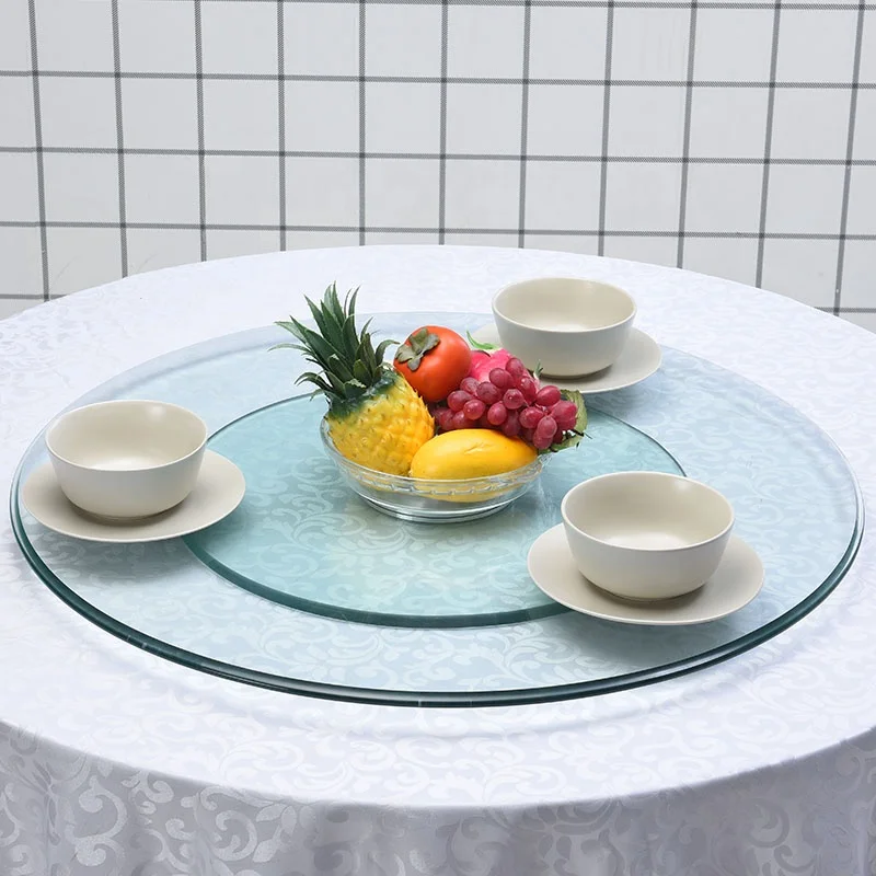 60cm (23.6inch) Tempered Glass Lazy Susan Turntable, Round Tabletop Rotating Serving Tray for Dining Table