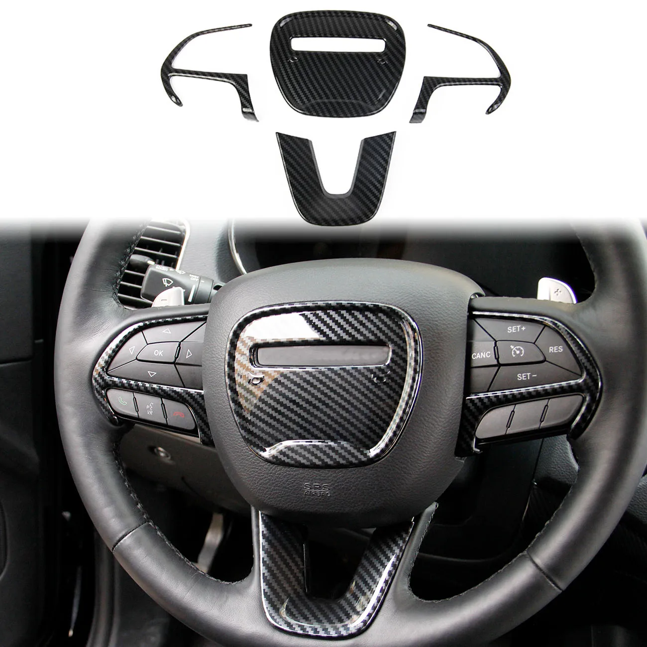 Car Interior modification accessories steering wheel decorate patch  For Dodge Durango 2014-2021