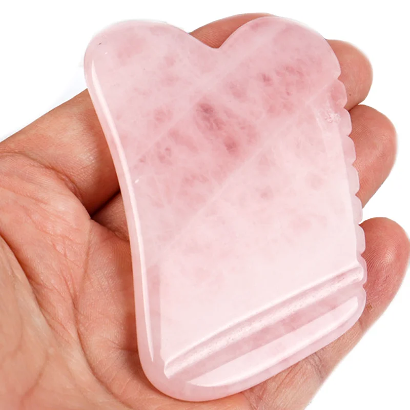 Natural Rose Quartz Jade Face Scraper Massager Tool Gua Sha Stone Guasha Massage Tool Premium Quality for Spa and Home Use