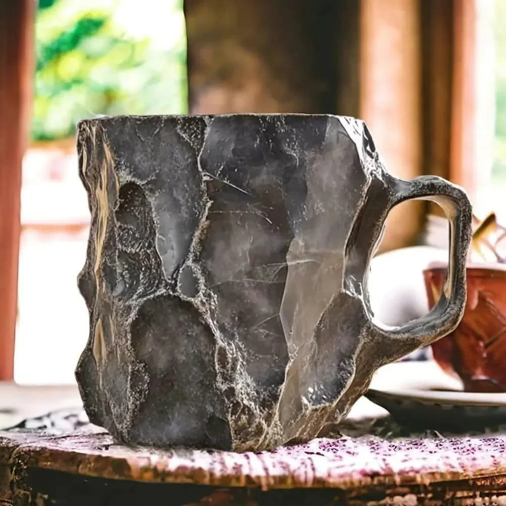 Wholesale Artificial Resin Mineral Stones Cup Hand Carved Crafts Rose Creative 200ml Stone Cup Customizable Party Mug