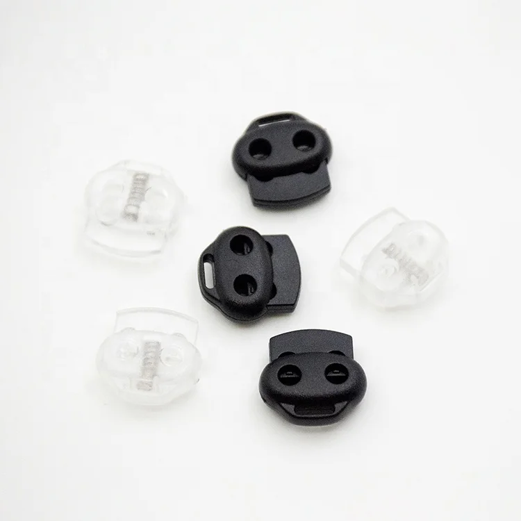 Plastic Cord Lock Clip Clamp Pig Nose 2 hole Toggle Stopper for Garment Paracord Shoes