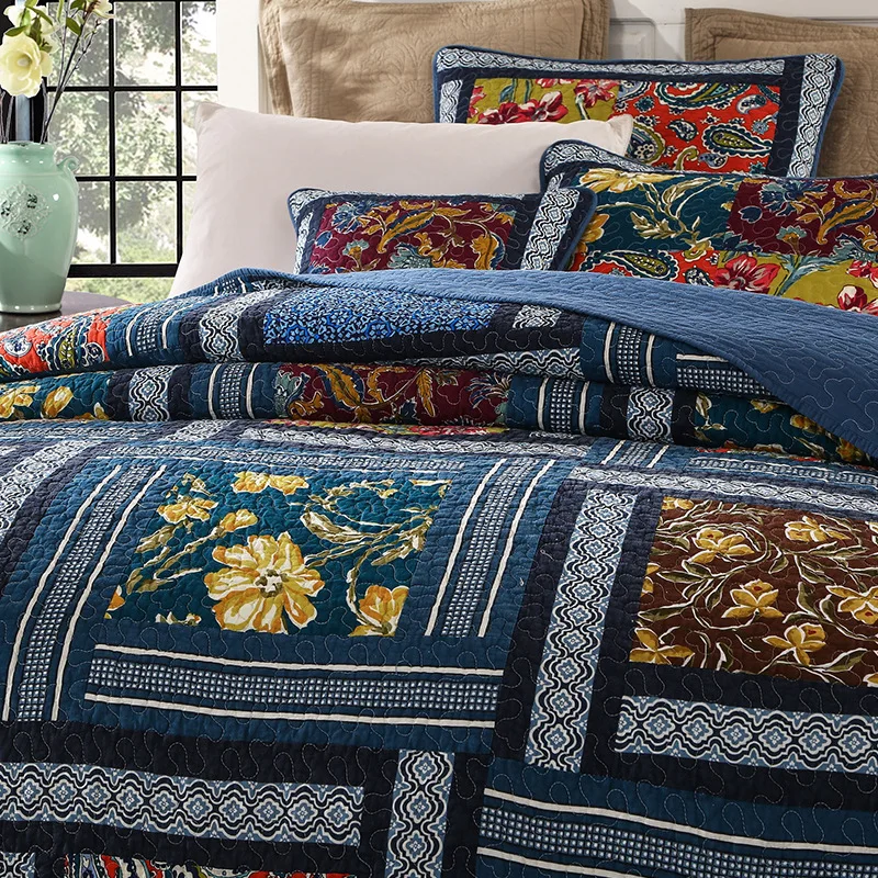 New Modern Design American Country Style Handmade Splicing Cotton Quilt Bedding Set, High-Quality Bedroom Bedding Set