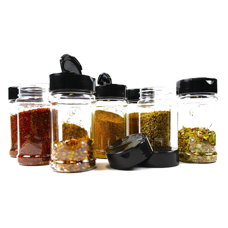 Sustainable Use Plastic Spice Jars Small Containers Plastic Mini Storage 6oz Condiment Bottles