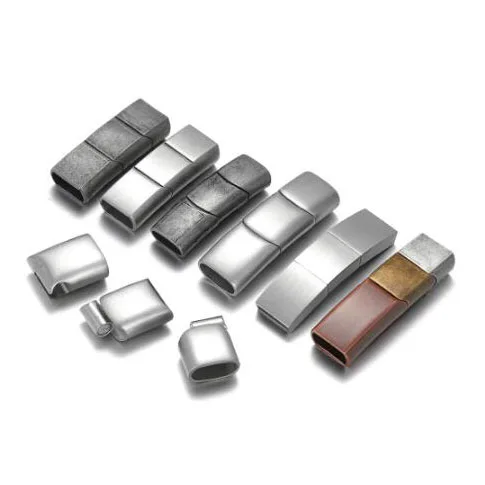 Stainless Steel Magnetic Clasp Flat Hole12*6mm Leather Cord Clasps Bracelet DIY Magnet Buckle