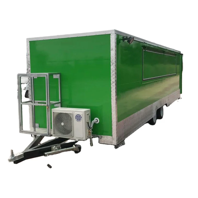 Long catering booth refrigerated concession trailer mobile churros food kitchen