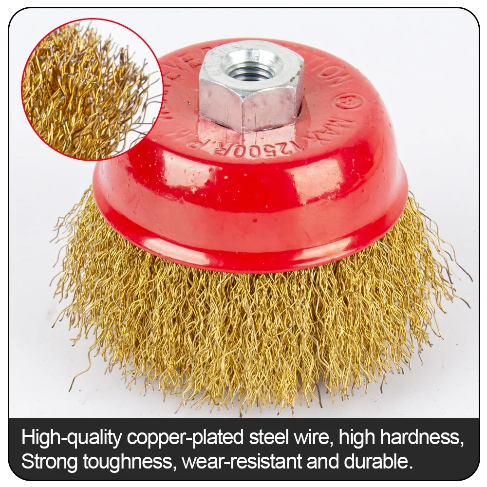 China Manufacturer steel wire yellow Bowl type 75/100 cup wire brush
