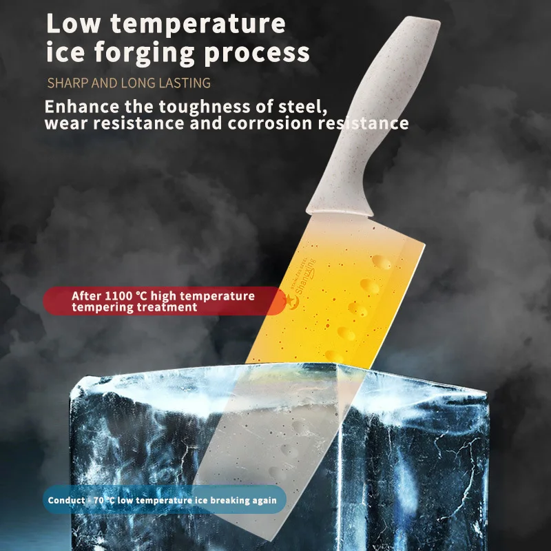 WONDERFUL 6pcs Non-Stick Coating Multi Colourful Chef Kitchen Knife Set Kitchen Meat Cleaver With Wheat Straw Handle