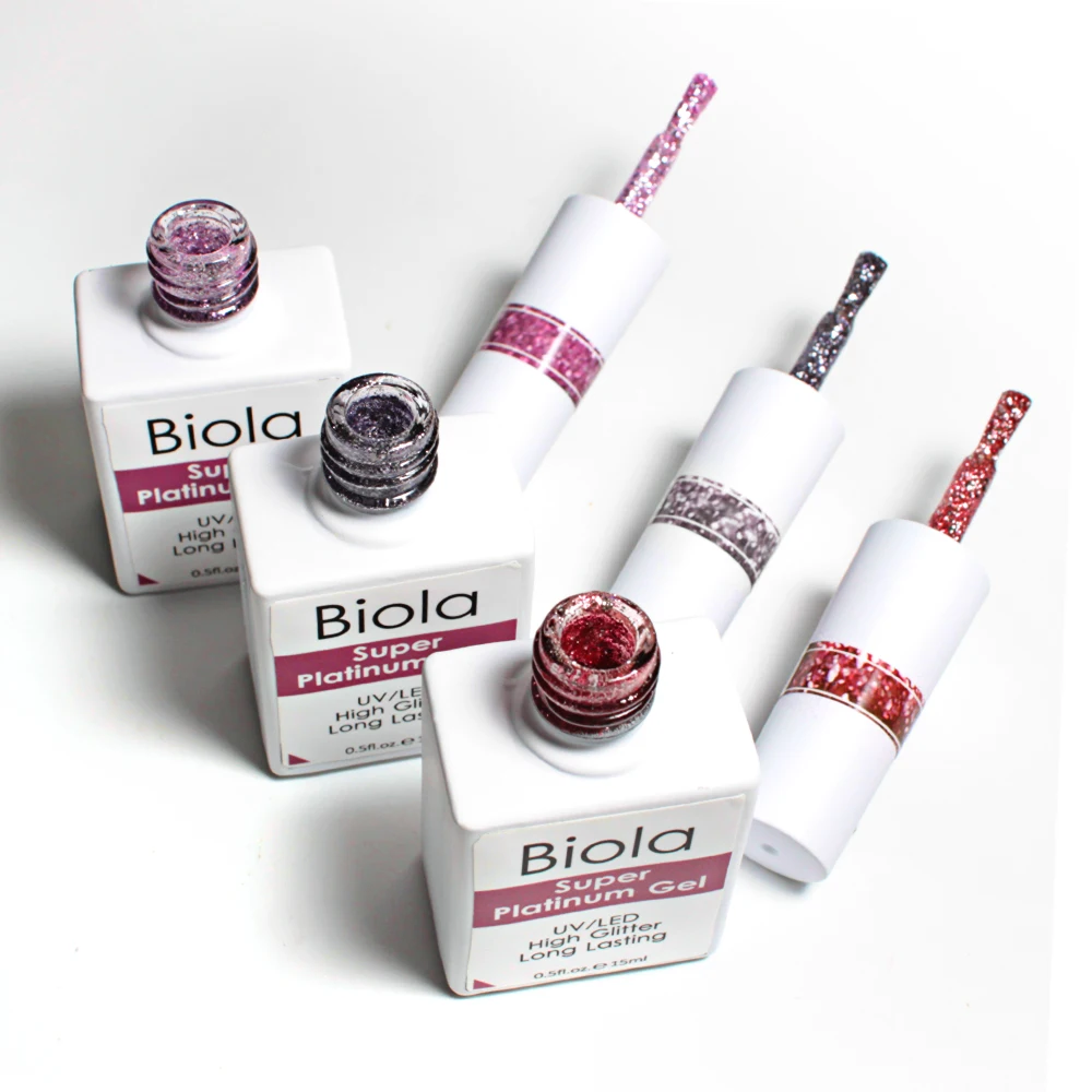 SDC Biola Private Label UV Gel Nail Gel Polish Super Shine Glitter Platinum Gel Polish