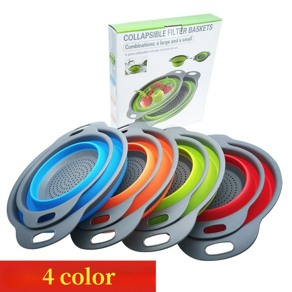 Silicone Collapsible Kitchen Colander Space-Saver Folding Strainer Colander