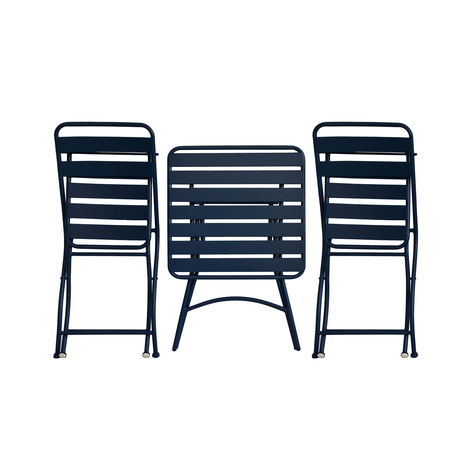 Portable Rustproof Metal Bistro Set 3-Piece Sectional Folding Table and Chairs for Indoor and Outdoor Garden Patio Use