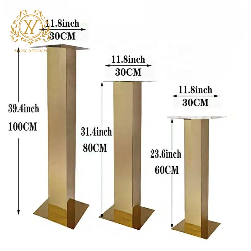 Wedding Flower Stand Column Stainless Steel Decorative Flower Stand For Wedding Center Hotel Table Wedding Road Guide