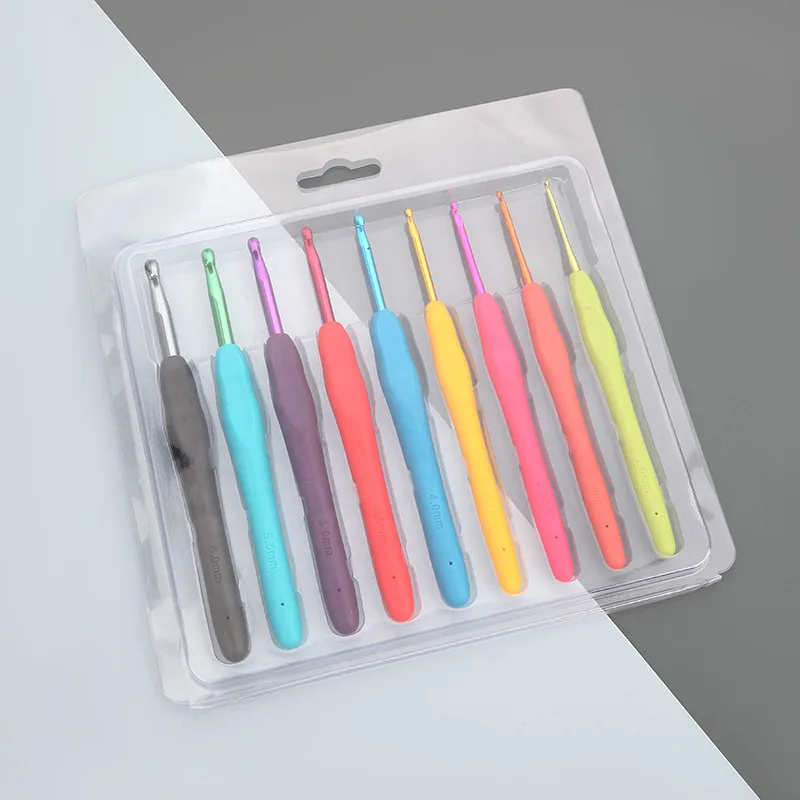 Rubber Soft Handle Crochet Knitting Needle Set Crochet Kit for Beginners Hook Kit Stainless Steel Crochet Hook Set