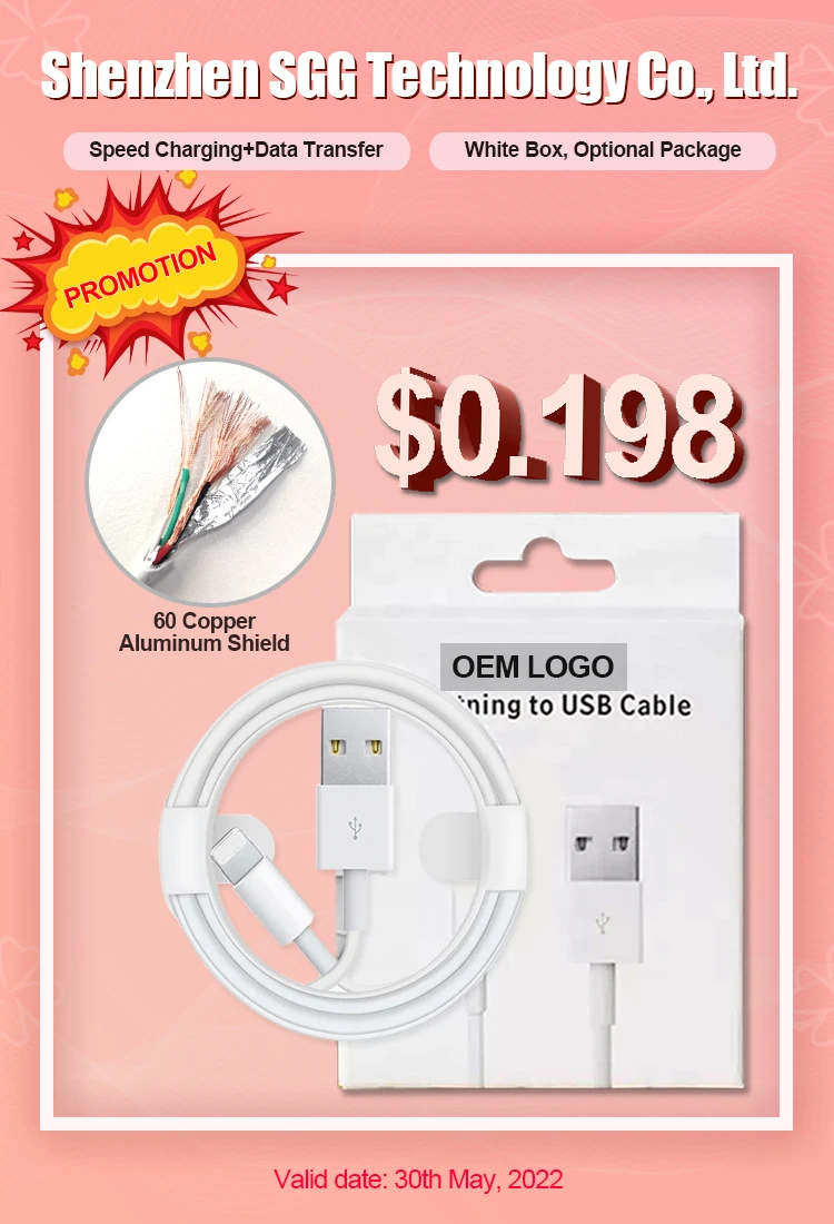 sg04 original factory price usb for lightnings usb kabel charger cable data cable set charging 1m cable for iphone for apple