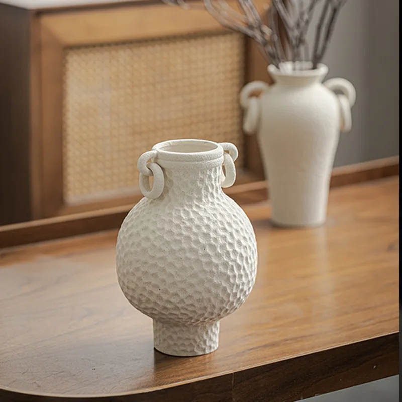 Dual-Ear Handle Ancient Greek Vase Style Indoor Ceramic Pots for Plants Home Decor Ornament Centerpieces Ceramic Flower Vase