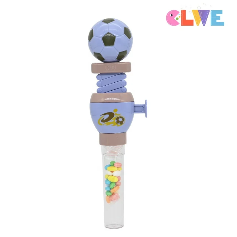 Telescopic Spring Manipulator soccer Toy candy novelty football sugar tube Parent kids interactive sport candy toy