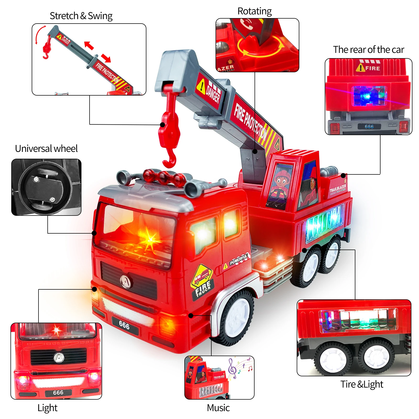 New 1:18 Electric car Construction crane toys telescopic crane toy with light