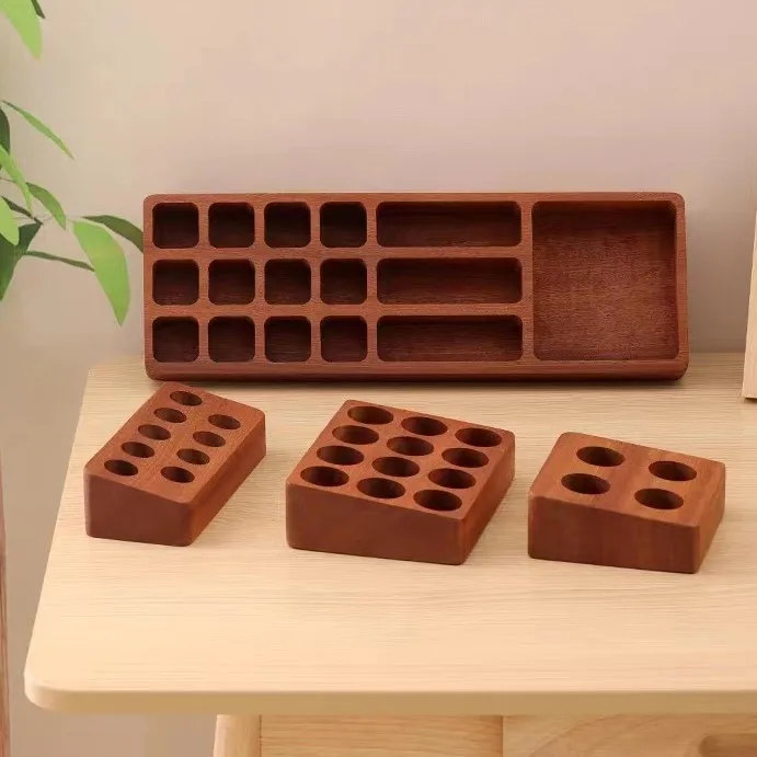 Customized Wooden Counter Top Essential Display Stand Rotating Two Tiers Scents And Perfumes Display Rack