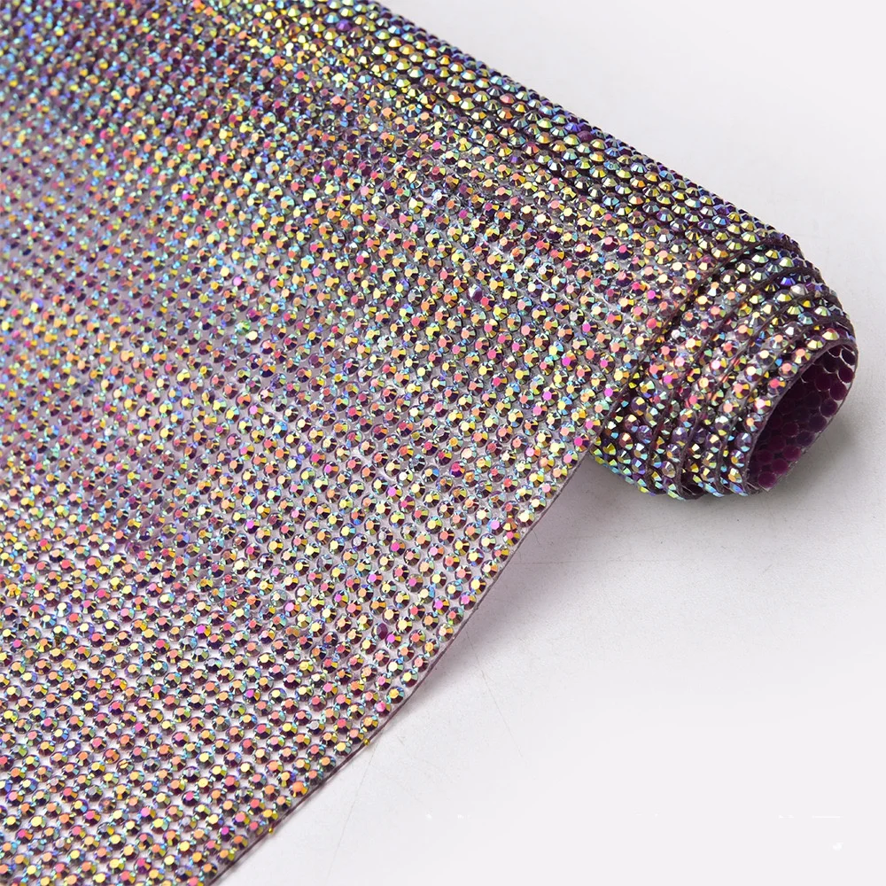 Bling Flat Back Resin Jelly Self Adhesive Sheet or Hot Fix to Fabric Rhinestone Decor Mesh Roll for Wedding Bling Trim AB