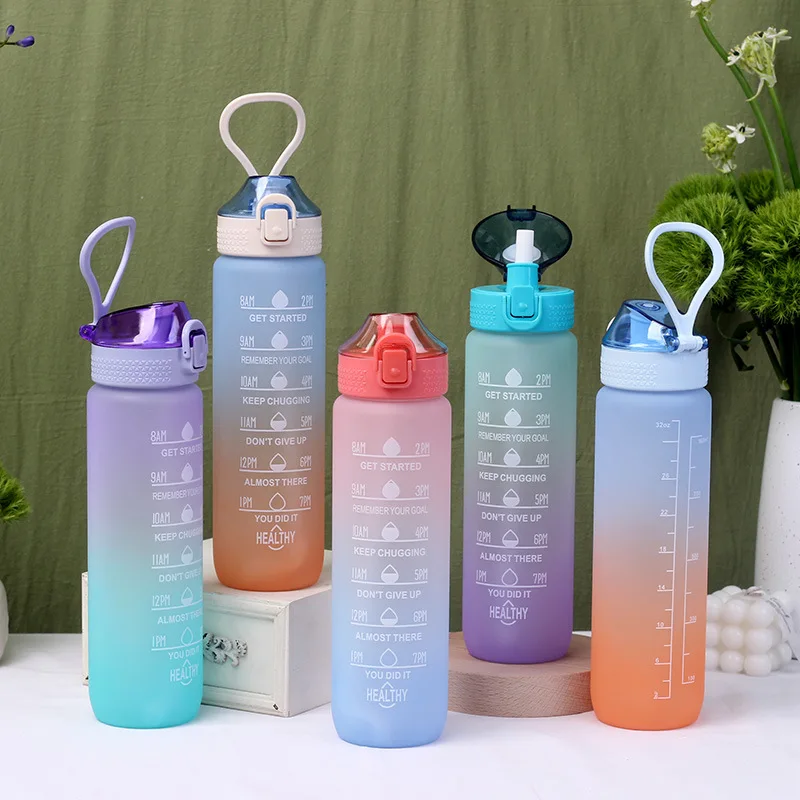 Hot Selling Fitness Sports Plastic Drinking Water Tumbler Insulated Plastic Cups Motivational Water Bottles