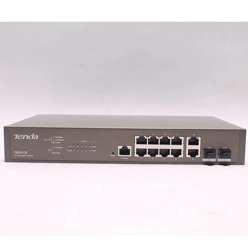 Tenda TEG5312F 10port L3 Managed Switch VLAN  10*10/100/1000 Base-T Ethernet ports 2*1000 Base-X SFP ports gigabit Switch