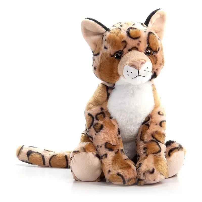 J896 12Inch Sitting Leopard Patterned Cat Soft Stuffed Plush Animal Kitty Doll Stuffed Toy Cute Funny Plush Leopard Cat Toy