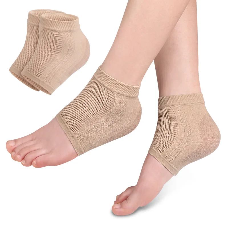 Compression Gel Achilles Tendon Heel Protector Open Toe Sleeve Socks for Bursitis Tendonitis Tenderness Plantar Fasciitis Braces