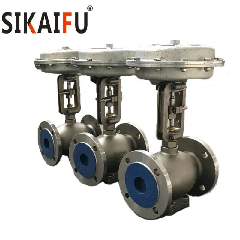 3 way Flanged Carbon Steel Control Valve for Heat Oil 300 degree C With Pneumatic Operator