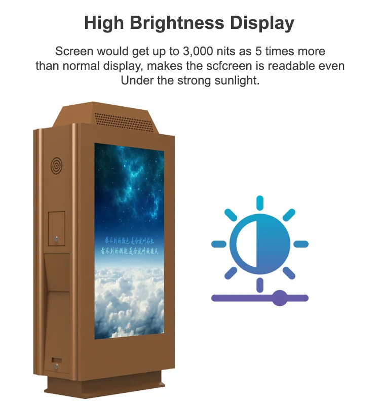 55 Inch Display Screen Digital Signage Kiosk Outdoor Double Sided totem outdoor floor standing Display LCD Outdoor Display