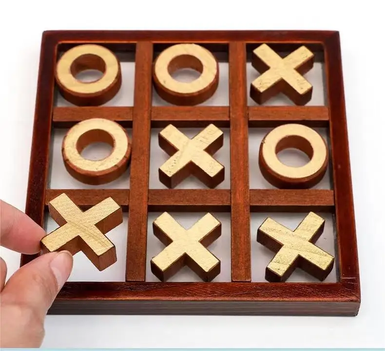 Wooden montessori toys, Classic Tic-Tac-Toe Puzzle Board Game Noughts and Crosses Game Best for kids Brain Teaser Puzzle