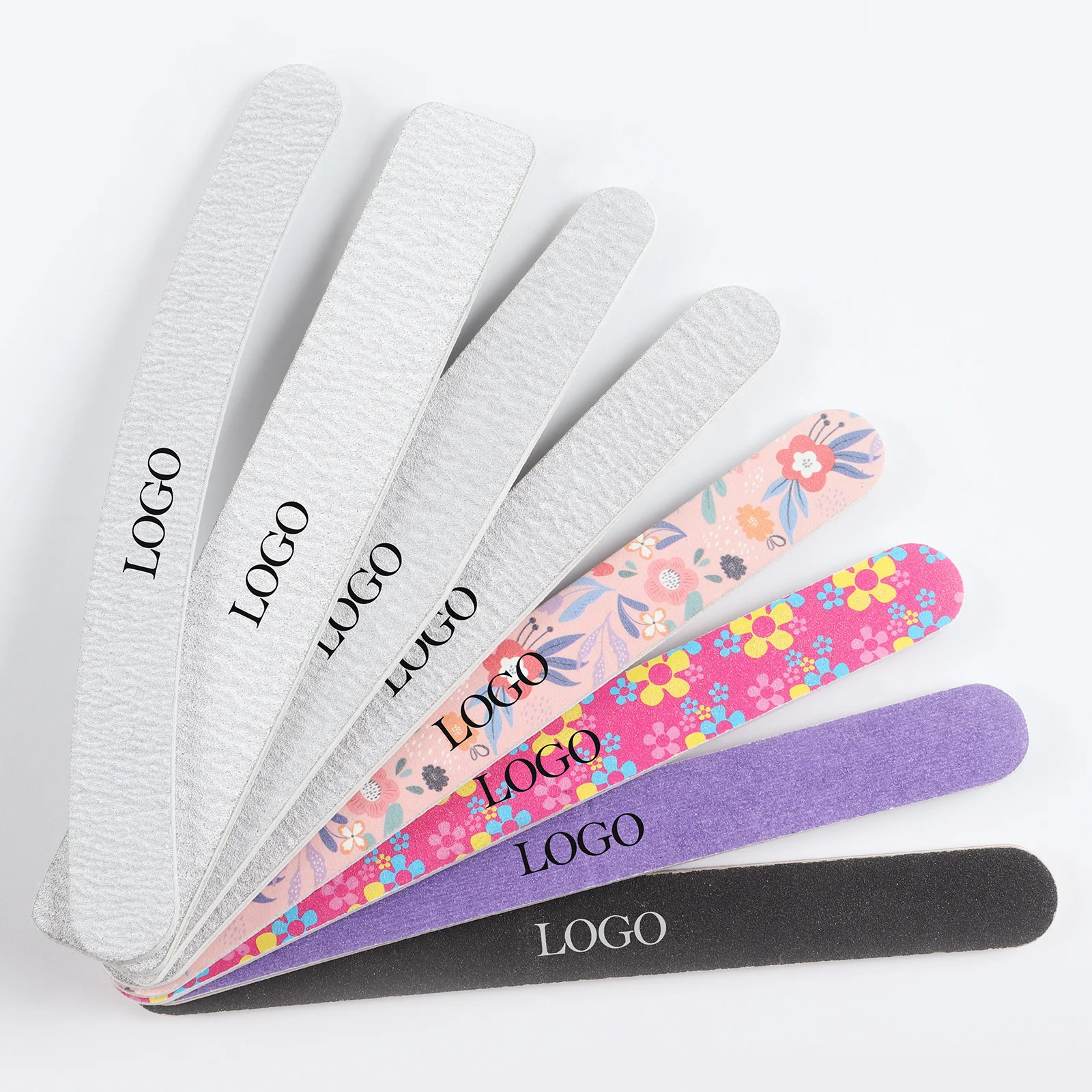 Custom Nail File Wholesale Double Sandpaper 100/180 Zebra Private Label for Manicure Tools Half Moon Nail Files OEM ODM
