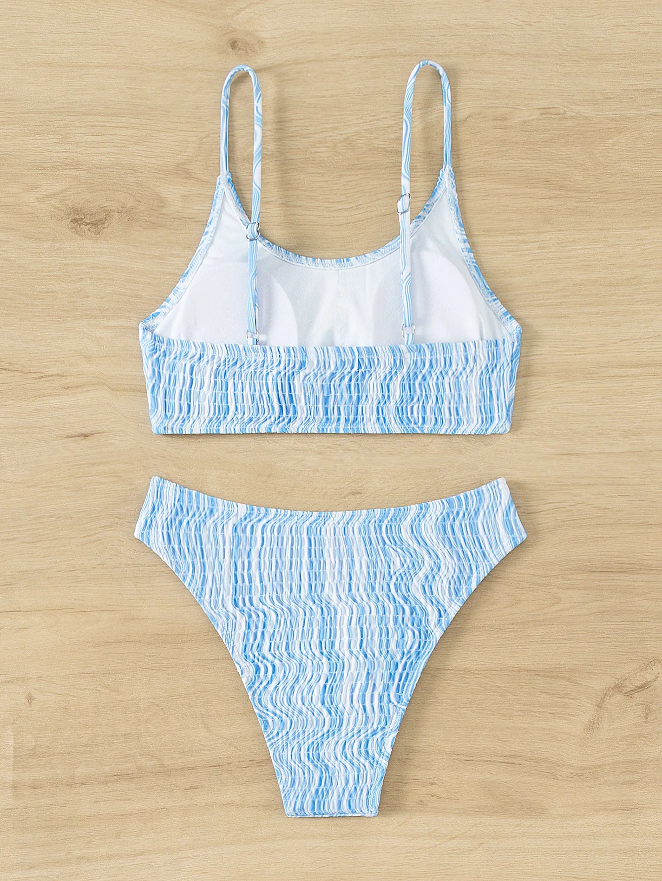 Cheap new design push up  girl mini bikini blue bathing suit print knit bikini