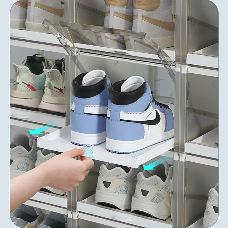 New acrylic transparent sneaker box pull out shoe storage box