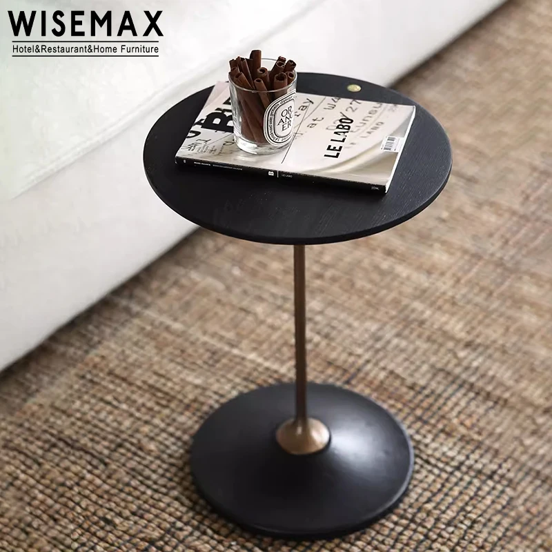 WISEMAX FURNITURE Industry design sofa corner table wooden frame old color modern round coffee table for living room restaurant