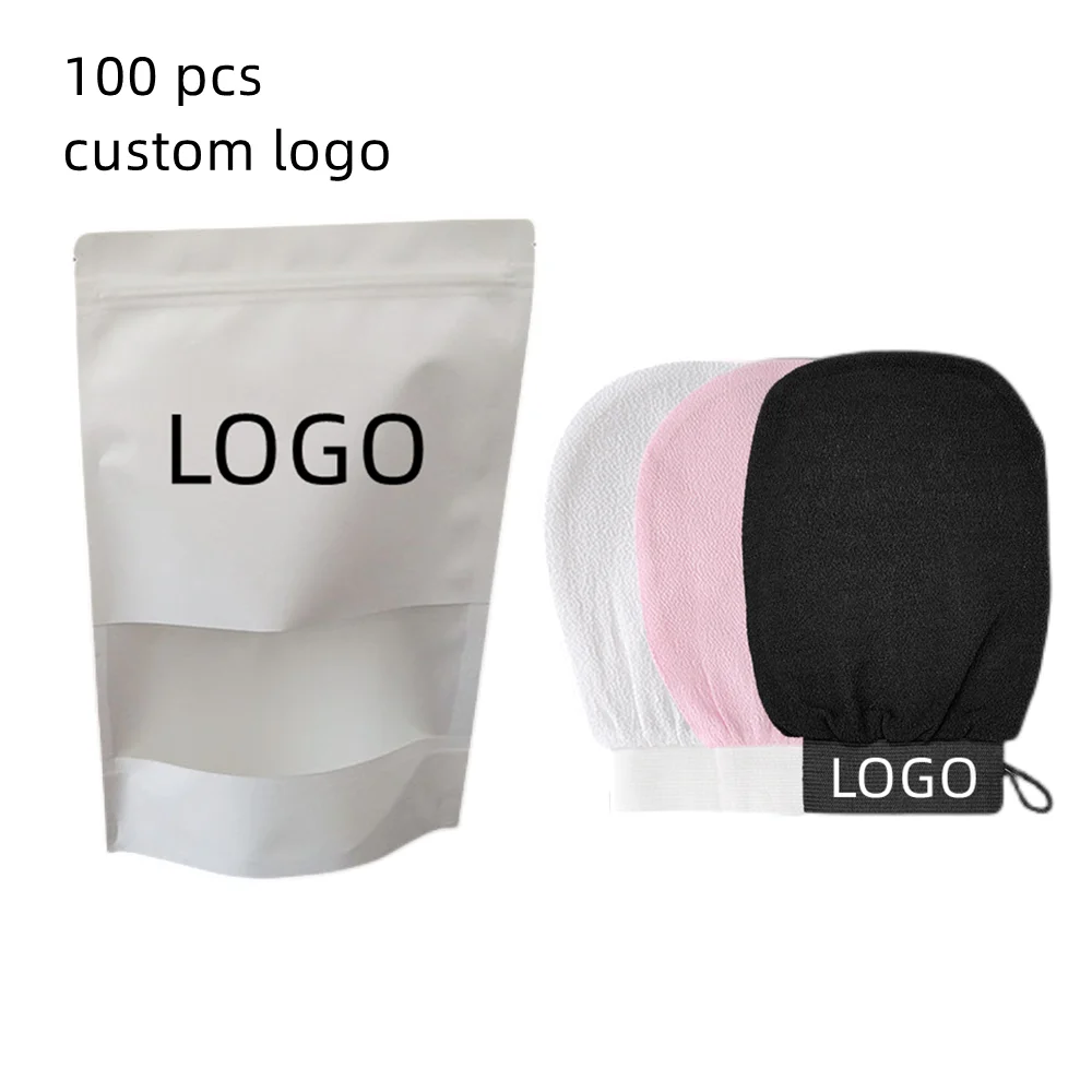 Low MOQ Dead Skin 100% Viscose Shower Massage exfoliating glove exfoliating mitt black Gloves Exfoliating Bath Mitt